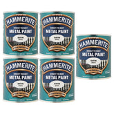 5X Hammerite Satin White Paint 750ml Tin Paint